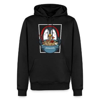 Niedlicher Kawaii Ramen Pinguin Geschenkidee - Männer Premium Bio Hoodie - Schwarz - Vorne - Nico (187cm)