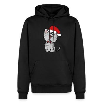 süße Weihnachtskatze Kater Christmas Cat Xmas - Männer Premium Bio Hoodie - Schwarz - Vorne - Nico (187cm)