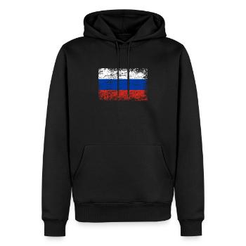 Russie drapeau russe drapeau usé - Sweat à capuche Premium bio Homme - noir - Devant - Nico (187cm)