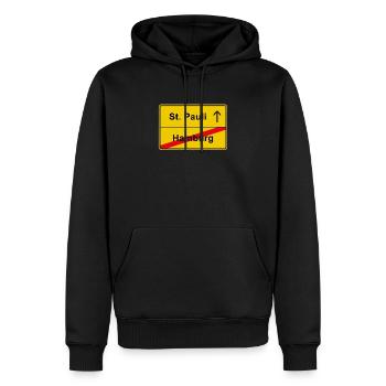 St. Pauli Ortsschild Hamburg Derby Fußball Kiez - Männer Premium Bio Hoodie - Schwarz - Vorne - Nico (187cm)