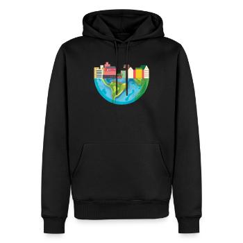 Erdkugel Stadt - Männer Premium Bio Hoodie - Schwarz - Vorne - Nico (187cm)