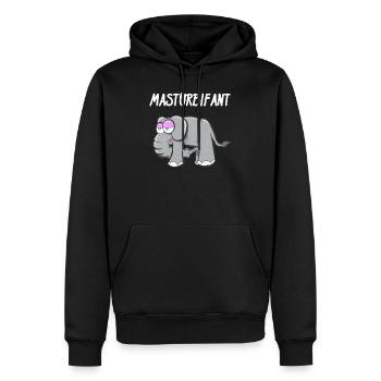 Elefant, Lustig Mastubieren - Männer Premium Bio Hoodie - Schwarz - Vorne - Nico (187cm)