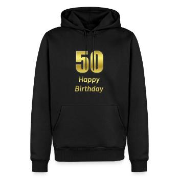 50 ans de joyeux anniversaire - 50 ans d'anniversaire - Sweat à capuche Premium bio Homme - noir - Devant - Nico (187cm)