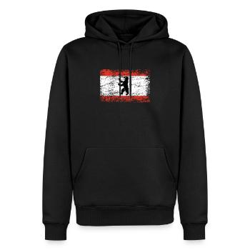 Berlin Berliner Mauer Bär Flagge Fahne used-look - Männer Premium Bio Hoodie - Schwarz - Vorne - Nico (187cm)