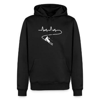 Coup de cœur Pouls Ski Ski Ski Montagne Cadeau - Sweat à capuche Premium bio Homme - noir - Devant - Nico (187cm)