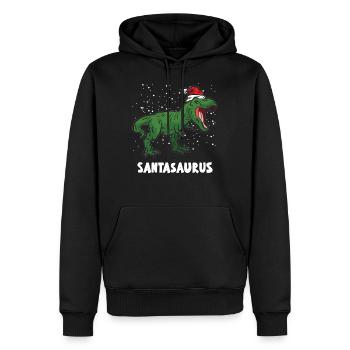 SANTASAURUS Dino Dinosaurier Weihnachten Humor - Männer Premium Bio Hoodie - Schwarz - Vorne - Nico (187cm)