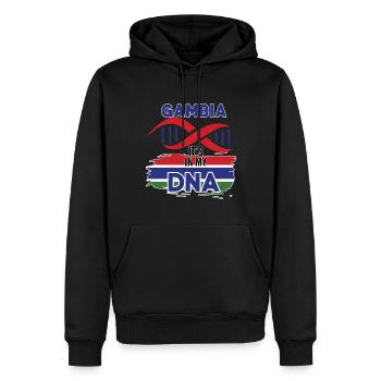 Gambia ist in meiner DNA - Männer Premium Bio Hoodie - Schwarz - Vorne - Nico (187cm)