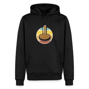 Retro Eisstock Eisschiessen Stockschütze - Männer Premium Bio Hoodie - Schwarz - Vorne - Nico (187cm)