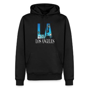 La Los Angeles Californie West Coast America USA - Sweat à capuche Premium bio Homme - noir - Devant - Nico (187cm)