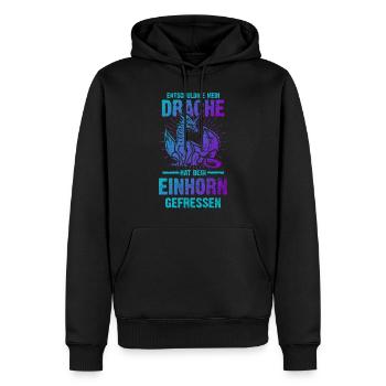 Drache Einhorn Fabelwesen Lustiger Spruch - Männer Premium Bio Hoodie - Schwarz - Vorne - Nico (187cm)