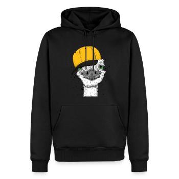 Knuffiger Strauß - Was guckst du? - Männer Premium Bio Hoodie - Schwarz - Vorne - Nico (187cm)