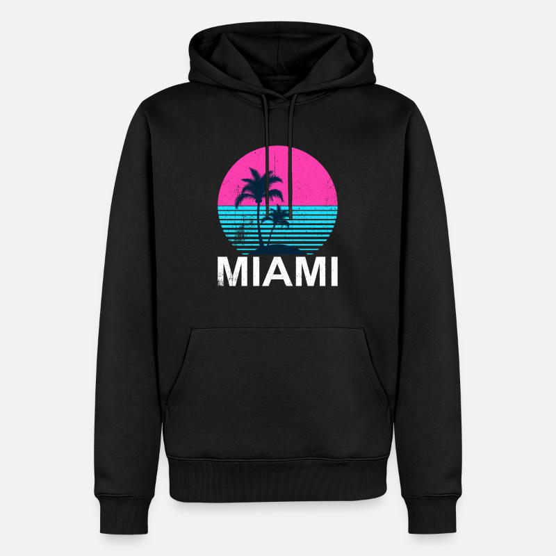 Miami Beach - Männer Premium Bio Hoodie - Schwarz