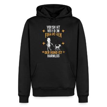 Hund Frauchen Gassi Spazieren Lustig - Männer Premium Bio Hoodie - Schwarz - Vorne - Nico (187cm)