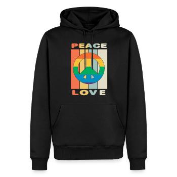 Hippie Peace Love and Rocknroll - Sweat à capuche Premium bio Homme - noir - Devant - Nico (187cm)