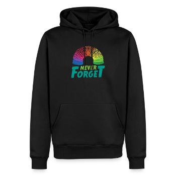 90s Never Forget rainbow toy humor - Men’s Premium Organic Hoodie - black - Front - Nico (187cm)