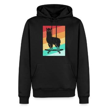 Lama Skateboard Skate Skater Retro - Sweat à capuche Premium bio Homme - noir - Devant - Nico (187cm)