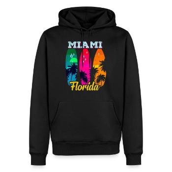 Miami Beach Vacation Retro Florida America Gift - Sweat à capuche Premium bio Homme - noir - Devant - Nico (187cm)