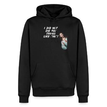 Lustig Jesus Meme Christus Dafür habe ich mich nic - Männer Premium Bio Hoodie - Schwarz - Vorne - Nico (187cm)