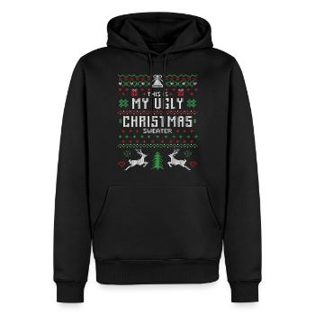 Pull de Noël laid Noël Noël - Sweat à capuche Premium bio Homme - noir - Devant - Nico (187cm)