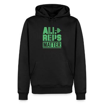 Haltère haltérophile - Sweat à capuche Premium bio Homme - noir - Devant - Nico (187cm)