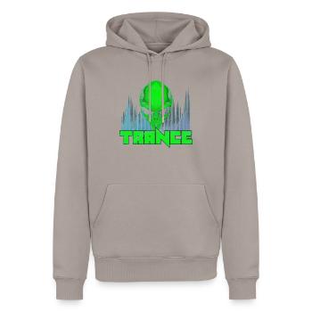 Trance Music Techno Tekno Party Gift - Men’s Premium Organic Hoodie - taupe - Front - Nico (187cm)
