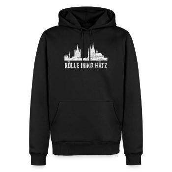 Köln Skyline - Männer Premium Bio Hoodie - Schwarz - Vorne - Nico (187cm)