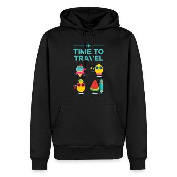 Temps de voyager Fruits et fruits en voyage - Sweat à capuche Premium bio Homme - noir - Devant - Nico (187cm)