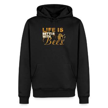 la vie est meilleure avec les abeilles - Sweat à capuche Premium bio Homme - noir - Devant - Nico (187cm)