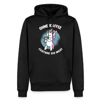 Einhorn Lustiger Spruch Ohne Kaffee Kaffeetrinker - Männer Premium Bio Hoodie - Schwarz - Vorne - Nico (187cm)