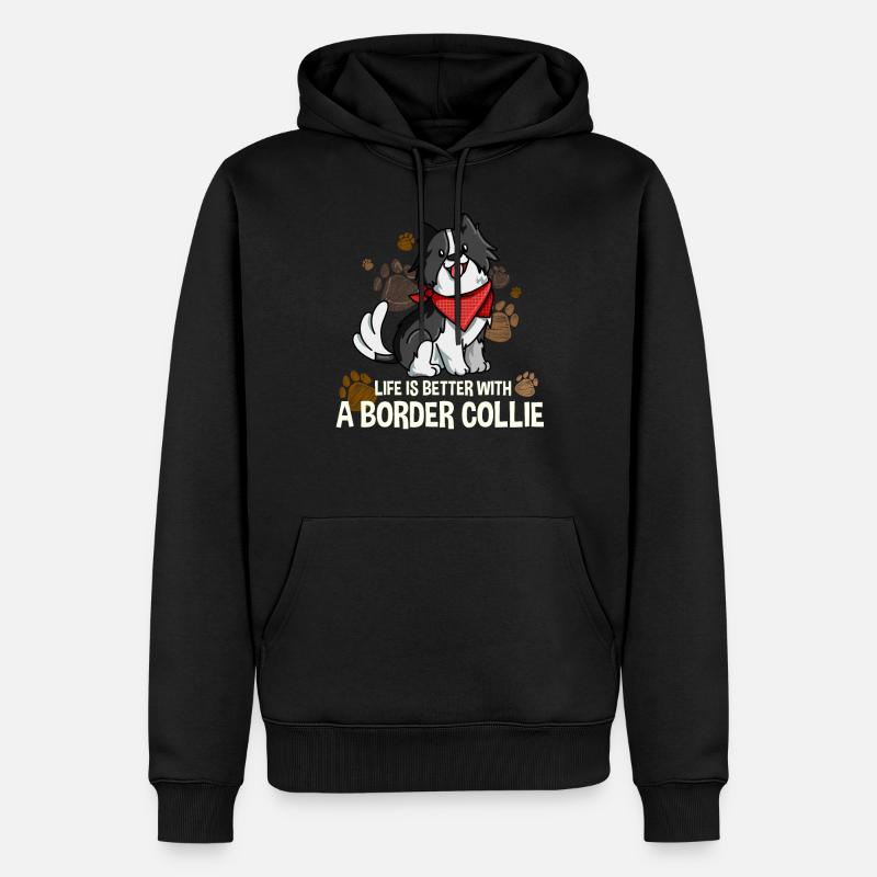 Border Collie Drôle de cadeau chien - Sweat à capuche Premium bio Homme - noir