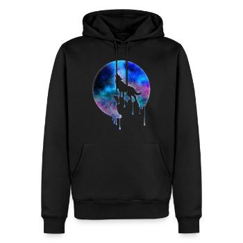 Howling Wolf pleine lune galaxie univers cadeau - Sweat à capuche Premium bio Homme - noir - Devant - Nico (187cm)