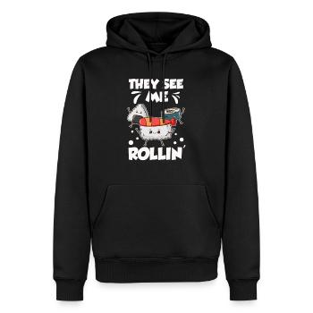 Sushi Fan Sushi Funny - Sweat à capuche Premium bio Homme - noir - Devant - Nico (187cm)