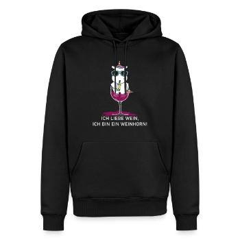 WEINHORN Unicorn Junggesellinnenabschied | Rotwein - Männer Premium Bio Hoodie - Schwarz - Vorne - Nico (187cm)