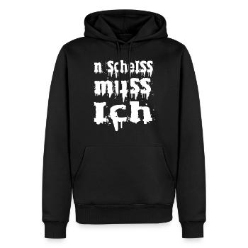 n scheiss muss ich - Männer Premium Bio Hoodie - Schwarz - Vorne - Nico (187cm)