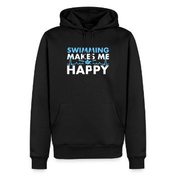 La natation me rend heureux nageurs - Sweat à capuche Premium bio Homme - noir - Devant - Nico (187cm)