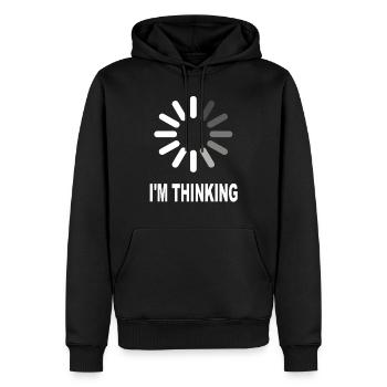 Je pense - Sweat à capuche Premium bio Homme - noir - Devant - Nico (187cm)