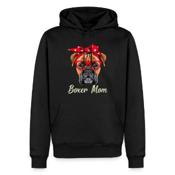 Boxer Maman Chien Porter Verre Mignon Animal Amoureux Cadeau - Sweat à capuche Premium bio Homme - noir - Devant - Nico (187cm)