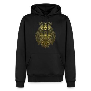 Esoteric mandala owl in gold - Men’s Premium Organic Hoodie - black - Front - Nico (187cm)