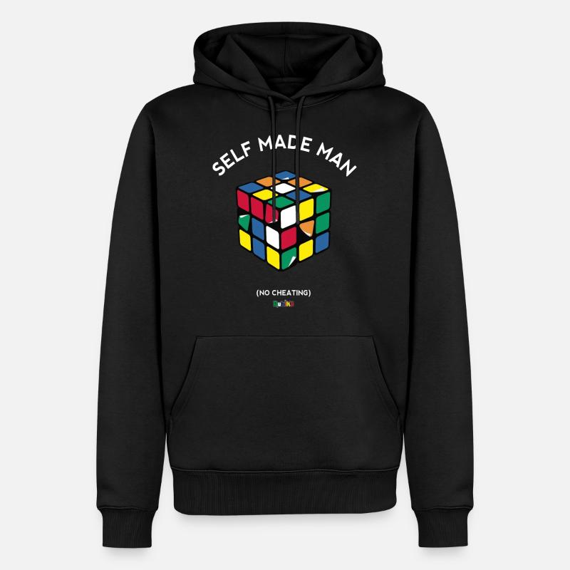 Rubik's Cube Self Made Man Aufkleber Ändern - Männer Premium Bio Hoodie - Schwarz