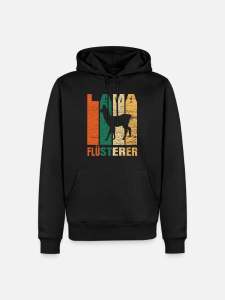 Lama - Männer Premium Bio Hoodie - Schwarz