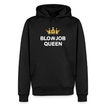 Damen Blowjob Queen I Love Blowjob Sprueche JGA - Männer Premium Bio Hoodie - Schwarz - Vorne - Nico (187cm)