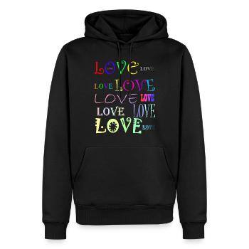 L'amour - Sweat à capuche Premium bio Homme - noir - Devant - Nico (187cm)