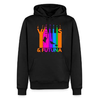 Wallis _ Futuna Bulles colorées et bulles - Sweat à capuche Premium bio Homme - noir - Devant - Nico (187cm)