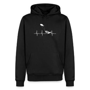 Herzschlag Kitesurfing Kite Surfer Kiting Geschenk - Männer Premium Bio Hoodie - Schwarz - Vorne - Nico (187cm)