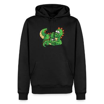 DINO FAMILY Mère Fils Dragon Dino Dinosaure - Sweat à capuche Premium bio Homme - noir - Devant - Nico (187cm)