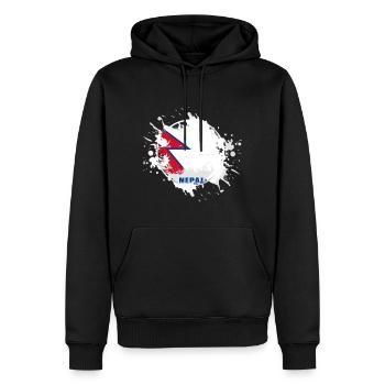 Drapeau du Népal avec blob - Sweat à capuche Premium bio Homme - noir - Devant - Nico (187cm)