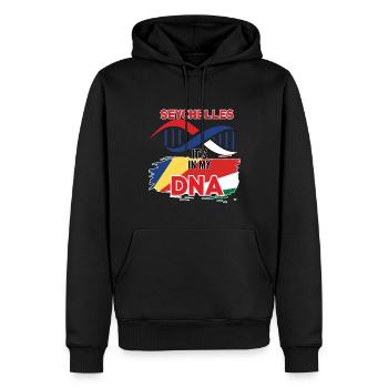Les Seychelles sont dans mon ADN - Sweat à capuche Premium bio Homme - noir - Devant - Nico (187cm)