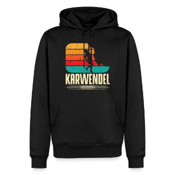 Karwendel - Bergsteigen, Wandern - Männer Premium Bio Hoodie - Schwarz - Vorne - Nico (187cm)