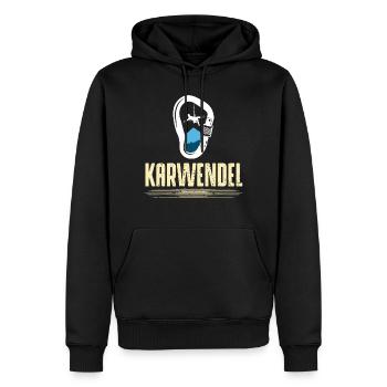 Karwendel - Bergsteigen, Wandern - Männer Premium Bio Hoodie - Schwarz - Vorne - Nico (187cm)