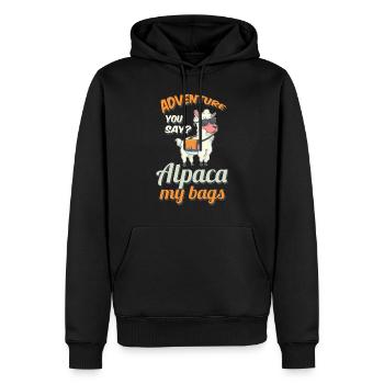 Aventure aventure voyage backpacker camping - Sweat à capuche Premium bio Homme - noir - Devant - Nico (187cm)
